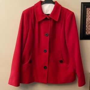 JM Collection Vibrant Red Pea Coat